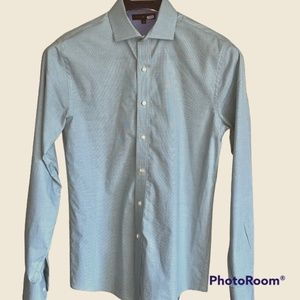 Men's (M), Tommy Hilfinger Dress Shirt, 15 34-35, Fine Green Check, 100% Cotton